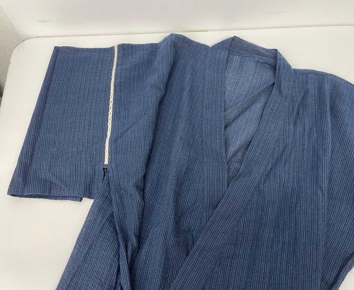  new goods # Hamamatsu woven thing men's .. jinbei Gin Bay blue L summer festival pyjamas large size 