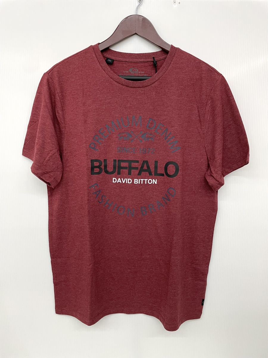 新品■BUFFALO バッファロー メンズ 半袖シャツ Tシャツ XL えんじ 赤系 ロゴシャツ 大きいサイズ_画像2