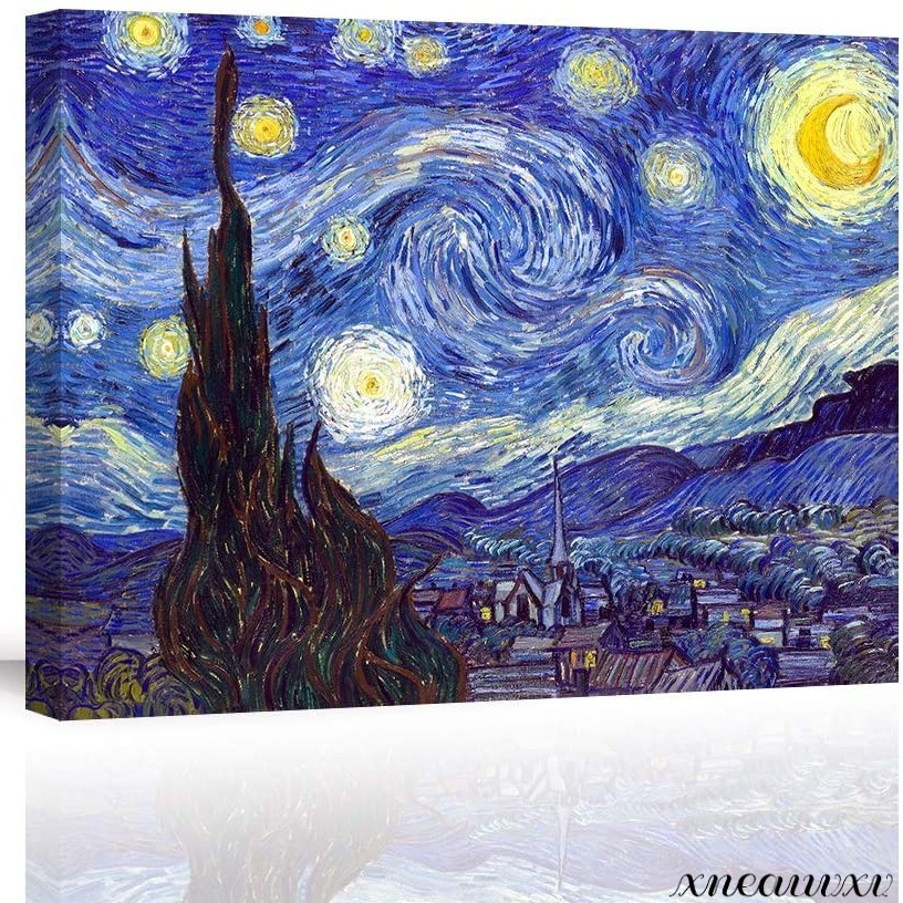 ゴッホ 星空夜 油絵 アートパネル 模写 インテリア 壁掛け 部屋飾り 装飾画 キャンバス 絵画 アート ボード おしゃれ 芸術 名画 美術の画像1