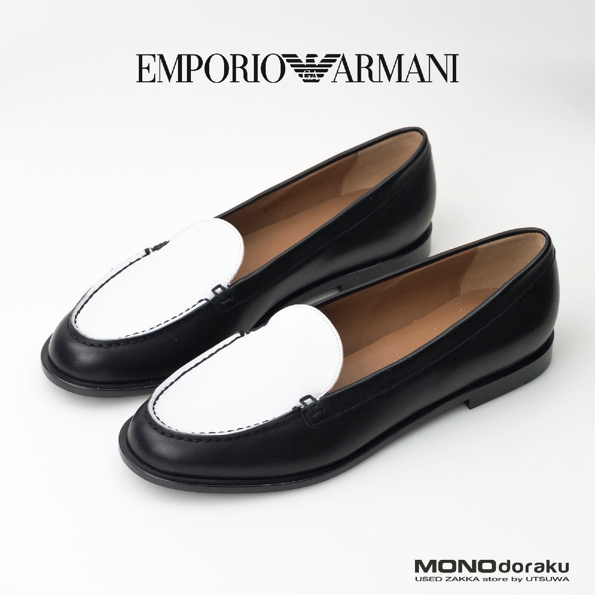 エンポリオアルマーニ EMPORIO ARMANI バイカラー レザーローファー スリッポンシューズ 37サイズの画像1