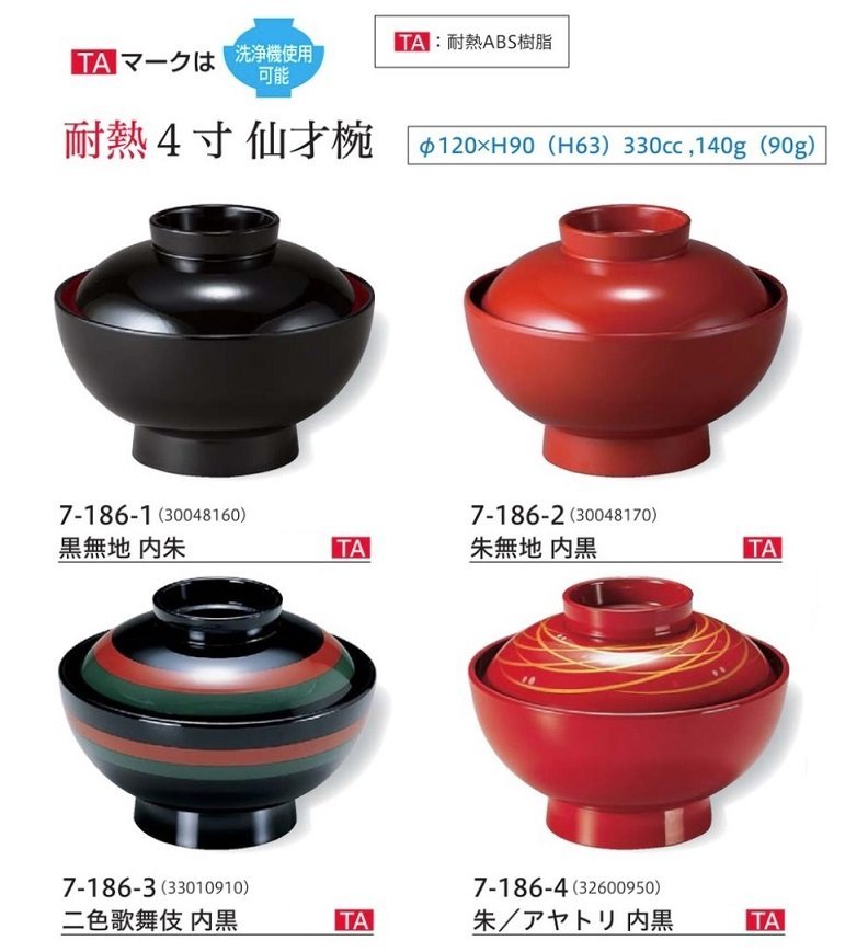 ☆業務用漆器越前塗耐熱4寸仙才吸物椀二色歌舞 ☆業務用漆器越前塗耐熱4寸仙才吸物椀二色歌舞