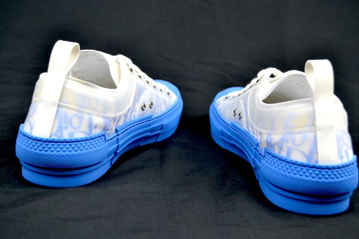 新品 定価約12万 DIOR B23 Low Top Sneaker WHITE BLUE ディオール B23 ロートップ スニーカー オブリーク キャンバス　ホワイト ブルー 42_画像6