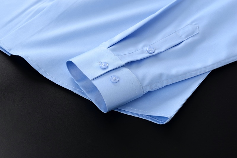 P282-M 新品DCKMANY■シルク混 長袖シャツ メンズ ノーアイロン 形態安定 ドレスシャツ ワイシャツ 無地 ビジネス シャツ/ライトブルー_画像7