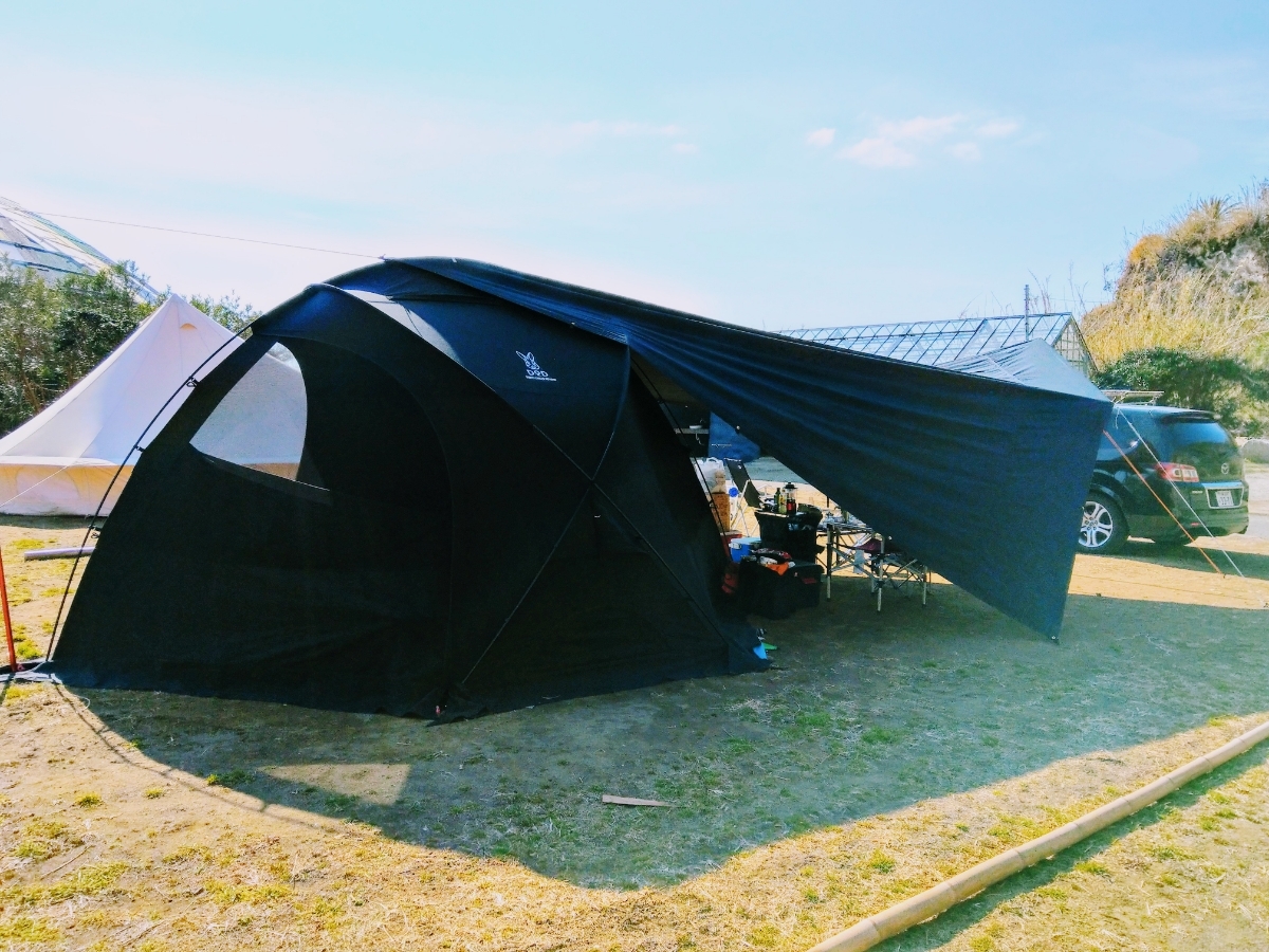 DOD火基地帳篷奶酪篷佈設置黑色    原文:DOD ファイヤーベース テント チーズタープセット ブラック