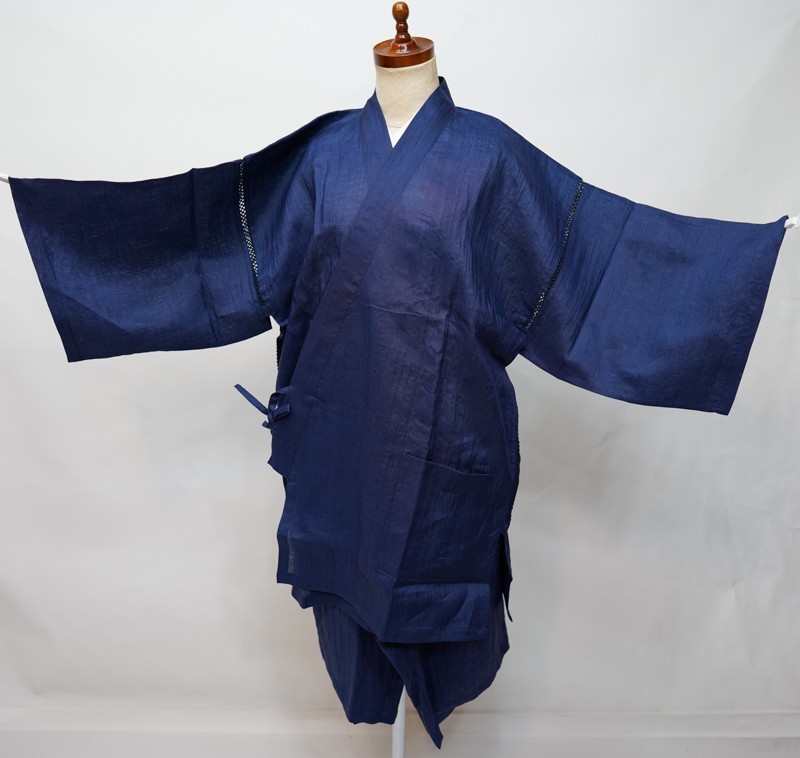  jinbei for man high quality book@ flax flax 100% L size navy blue ground new goods ( stock ) cheap rice field shop NO33148