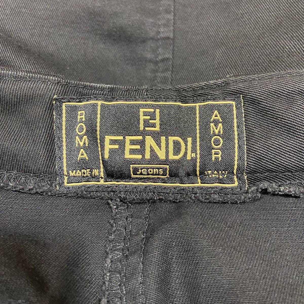 美品 FENDI jeans ブラックデニム デニムスカート 膝丈 デニム ジーンズ 26inch コットン 綿 ブラック 黒 フェンディの画像7