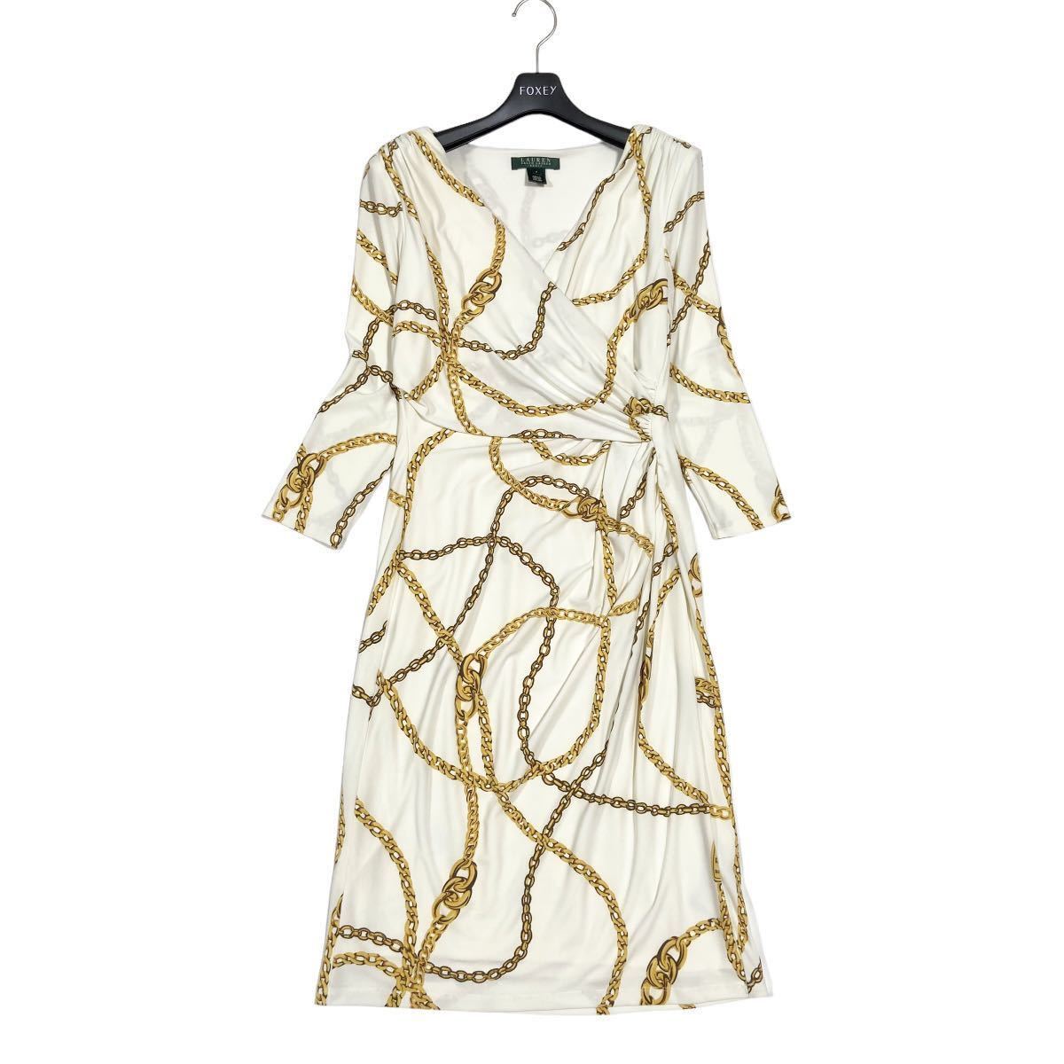 LAUREN RALPH LAUREN DRESS チェーン柄 ワンピース カシュクール LAUREN RALPH LAUREN DRESS チェーン柄 ワンピース カシュクール