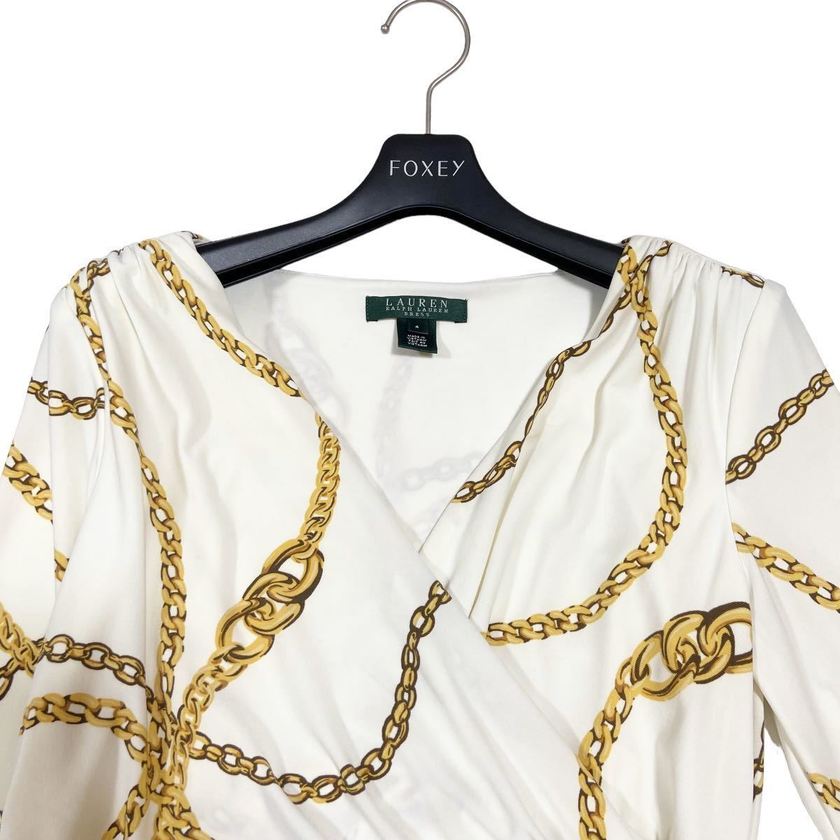 LAUREN RALPH LAUREN DRESS チェーン柄 ワンピース カシュクール LAUREN RALPH LAUREN DRESS チェーン柄 ワンピース カシュクール