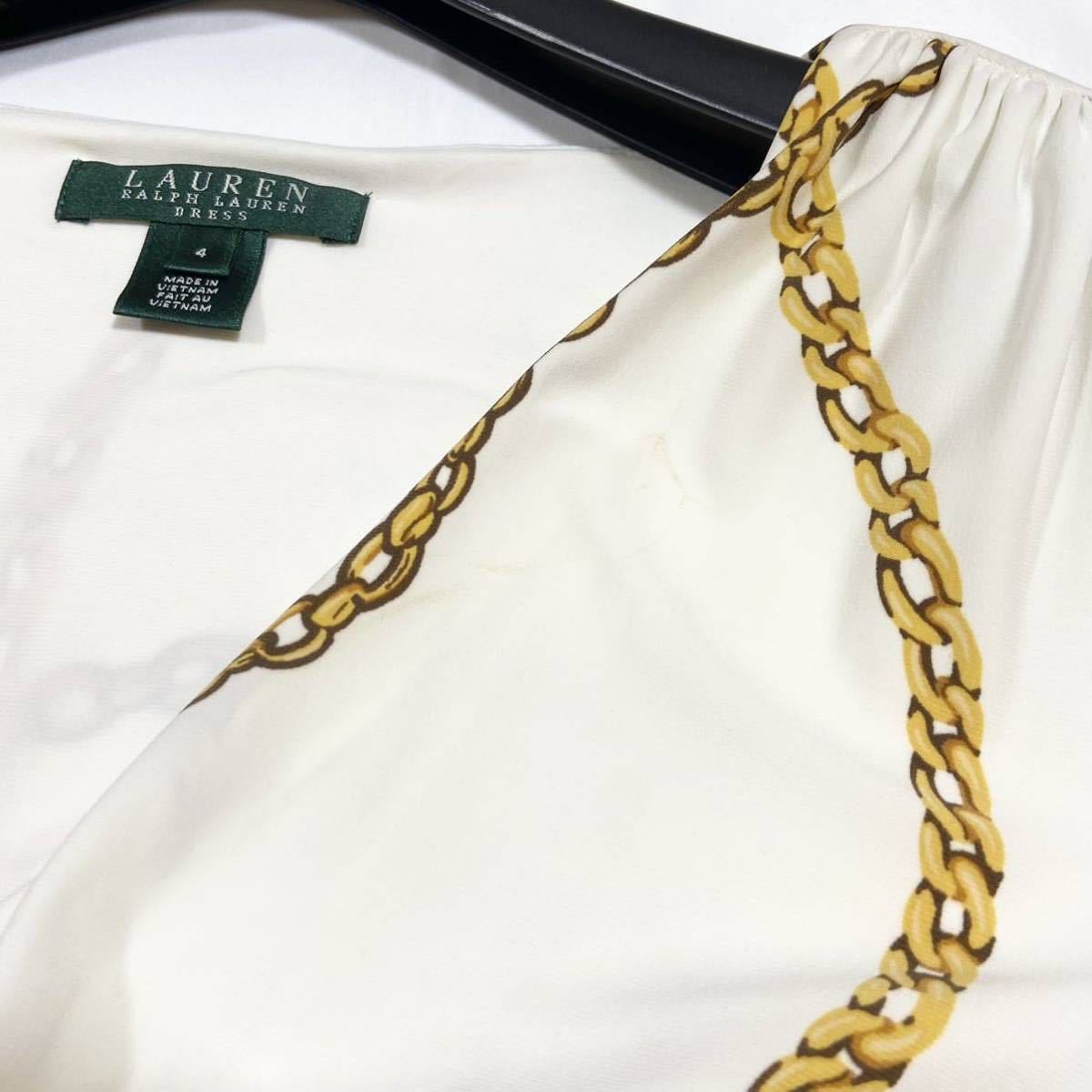 LAUREN RALPH LAUREN DRESS チェーン柄 ワンピース カシュクール LAUREN RALPH LAUREN DRESS チェーン柄 ワンピース カシュクール