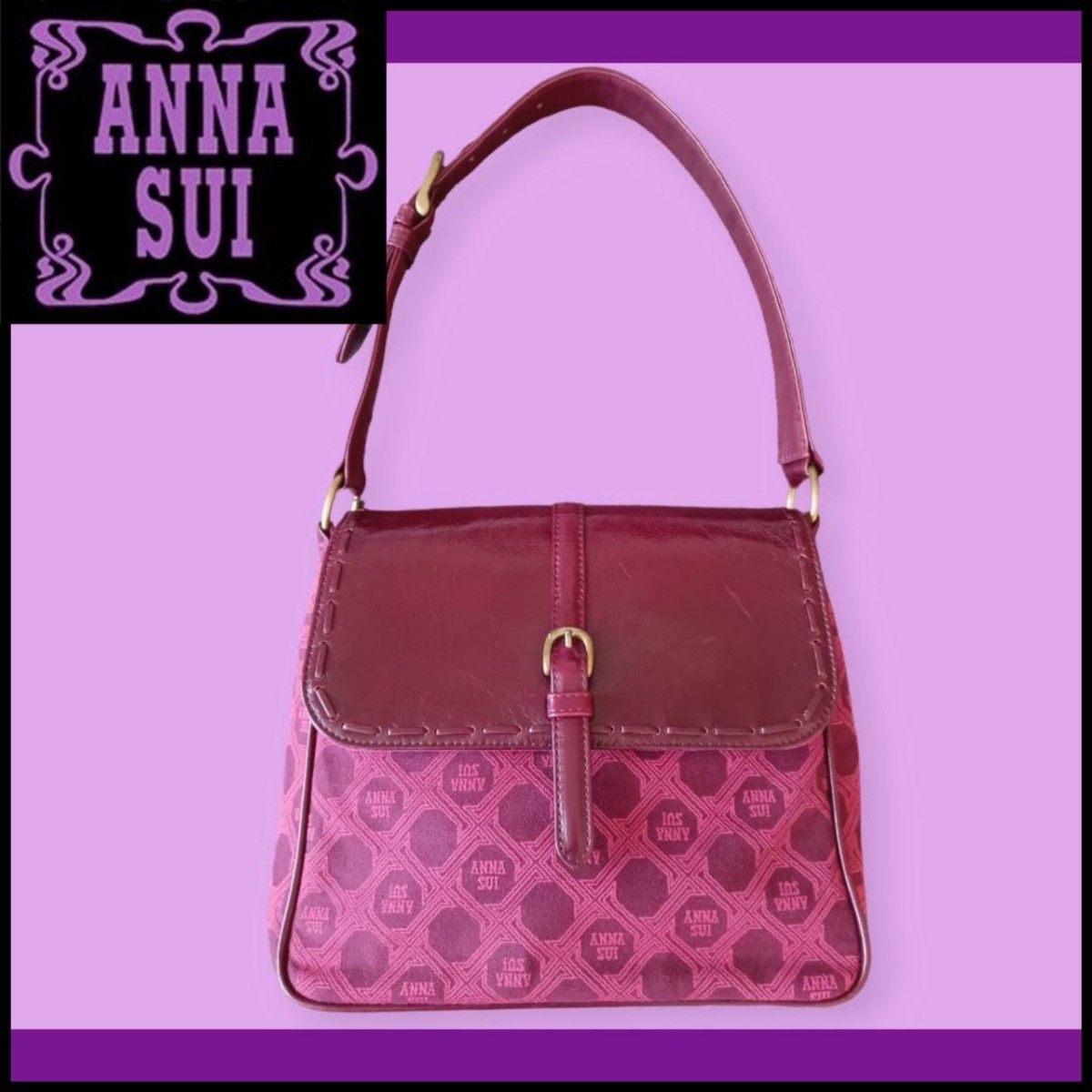 ANNA SUI アナスイ 総柄 ハンドバッグ ショルダー  モノグラム