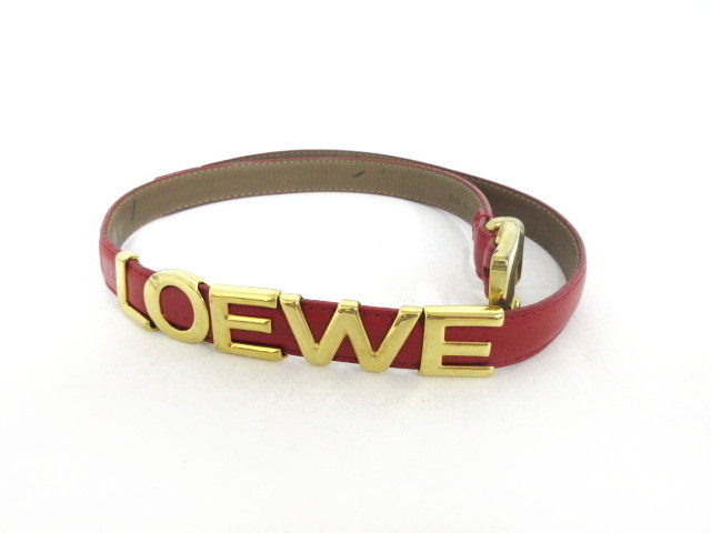 LOEWE ロエベ レディース ロゴ ベルト レッド