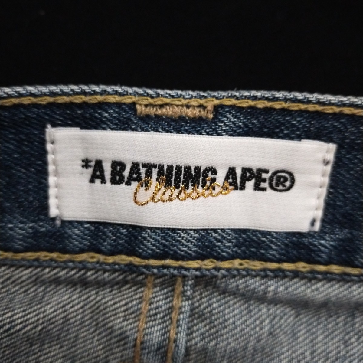 A BATHING APE デニムハーフパンツ かすれペイント BAPE ア ベイシング