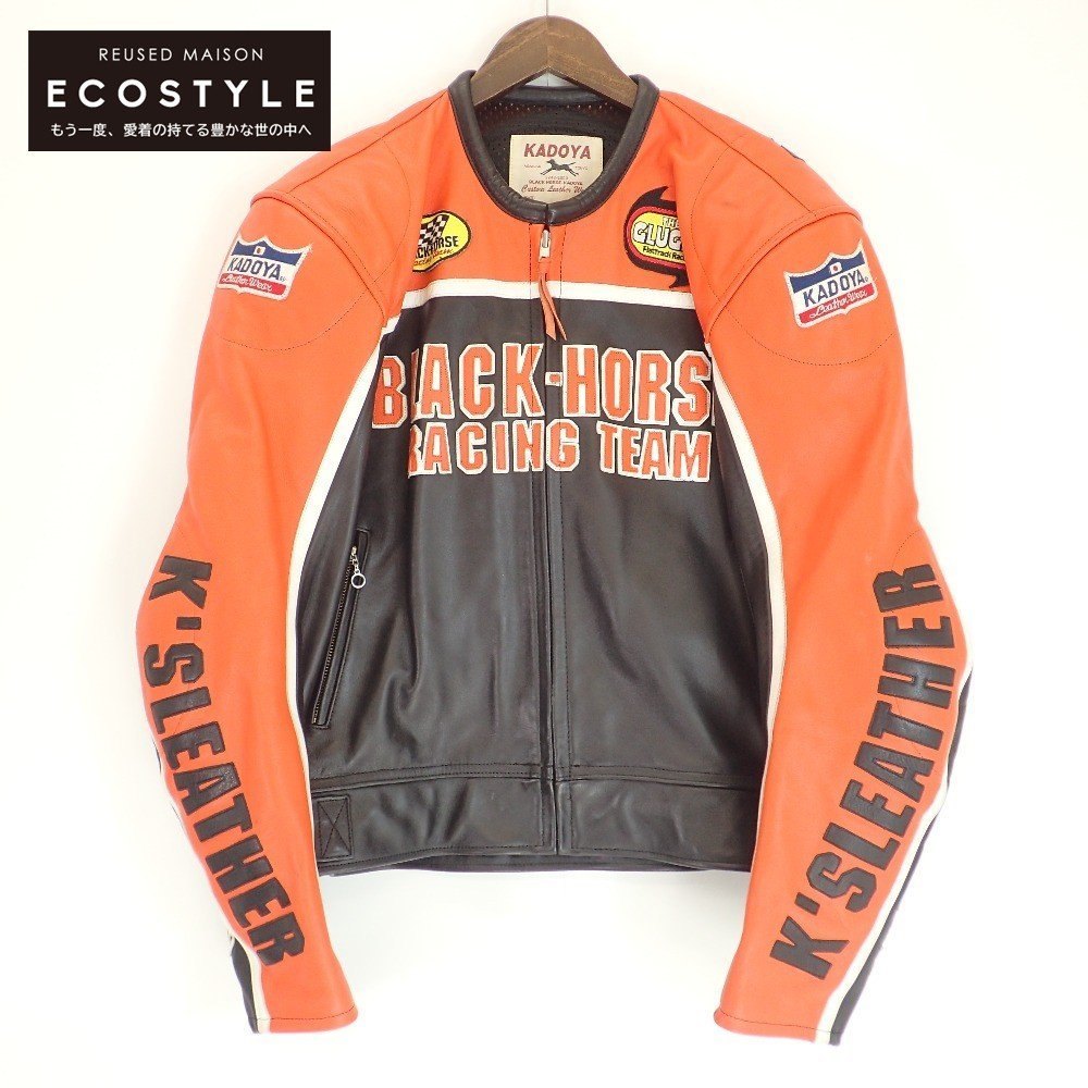 即決】KADOYA カドヤ BLACK HORSE レザー レーシング ジャケット 3L