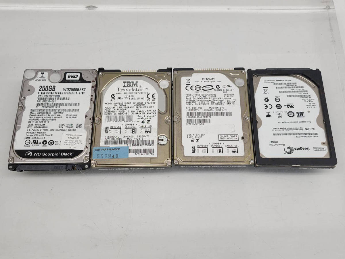 8407★ R50124　ハードディスク　2.5インチ HDD　WD2500BEKT / IBM DARA-212000 / 日立 HTS541010G9AT00 / シーゲート ST320LT023 _画像1