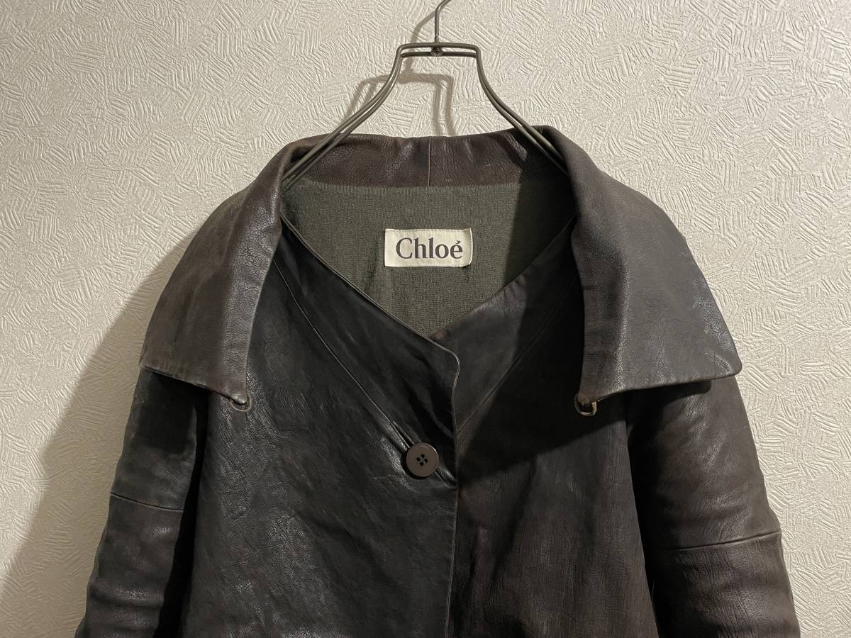 日本に クロエ / ジャケット レザー フレア Chloe フランス製 ◯ ラマ