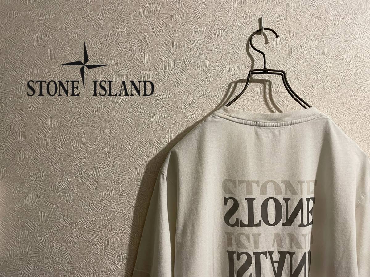 ◯ STONE ISLAND リフレクター バック ロゴ Tシャツ / ストーンアイランド ウィンドローズ カットソー ホワイト 白 S Mens #Sirchive_画像1