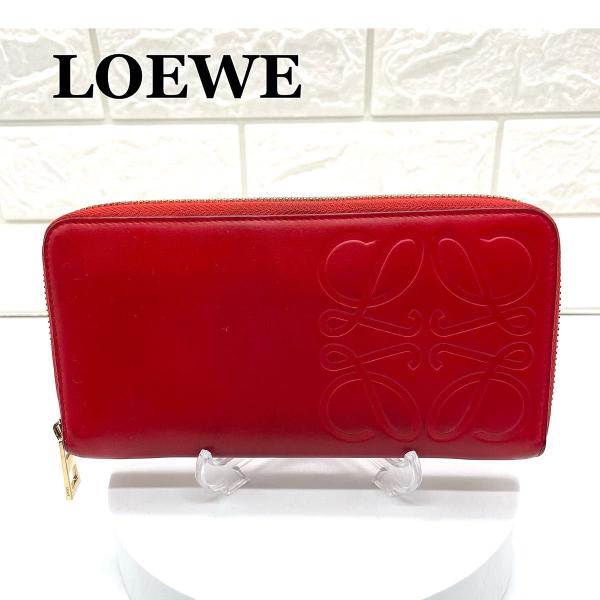 LOEWE ロエベ アナグラム 長財布 ラウンドファスナー レッド