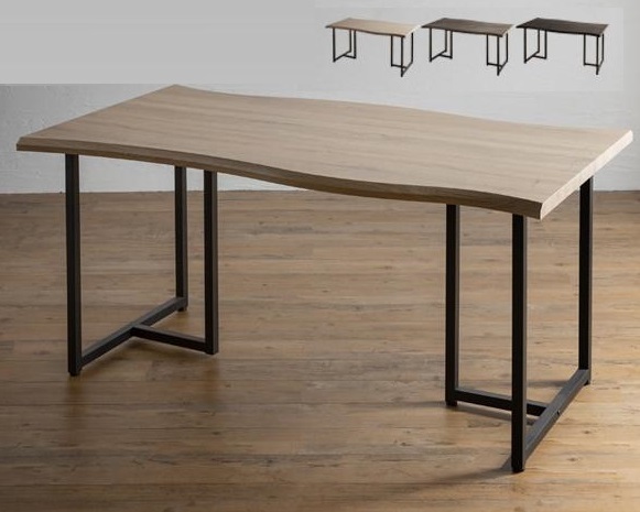 新品 ダイニングテーブル テーブル 一枚板風 なぐり入り 厚み30㎜ 重厚感/新築 新居 引越し 新生活 アイアン脚/3サイズ x 3色対応/送料無料_160㎝サイズ（こちらも3色対応します）