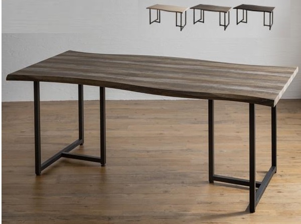新品 一枚板風 なぐり入り ダイニングテーブル テーブル 厚み30㎜ 重厚感/新築 新居 引越し 新生活/アイアン脚/3サイズ x 3色対応/送料無料_ゆったり180㎝サイズ（こちら3色対応します
