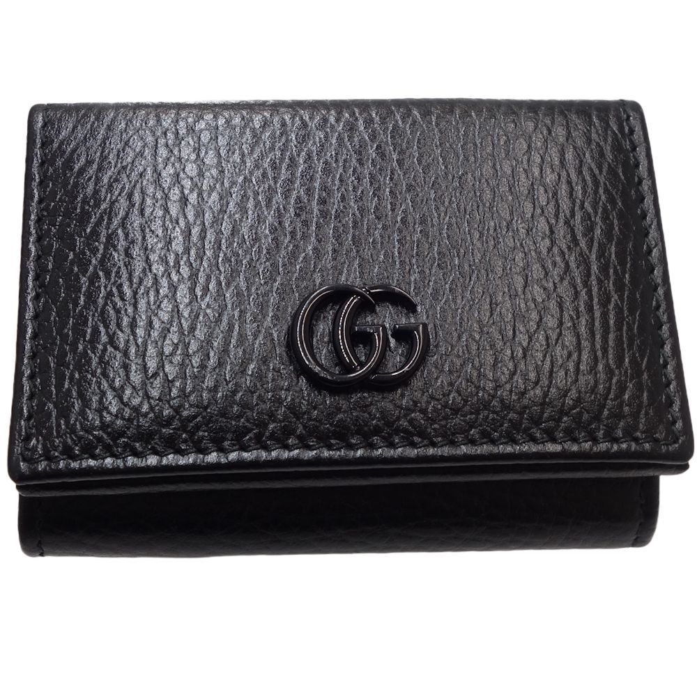 グッチ GUCCI ダブルGウォレット 735212 三つ折り財布 レザー ブラック / 083672【中古】_画像2