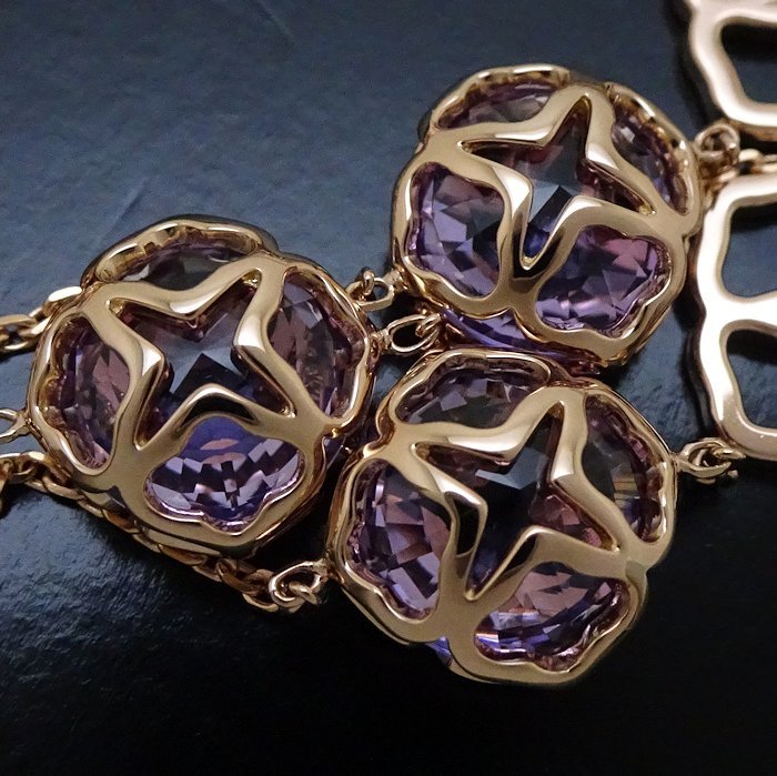  Chopard Chopard in pe rear -re cocktail necklace amethyst 3P long necklace K18PG pink gold 819392 / 199931[ used ]