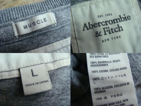【難あり】Abercrombie&Fitch アバクロ Tシャツ グレー (MUSCLE-L)_画像9