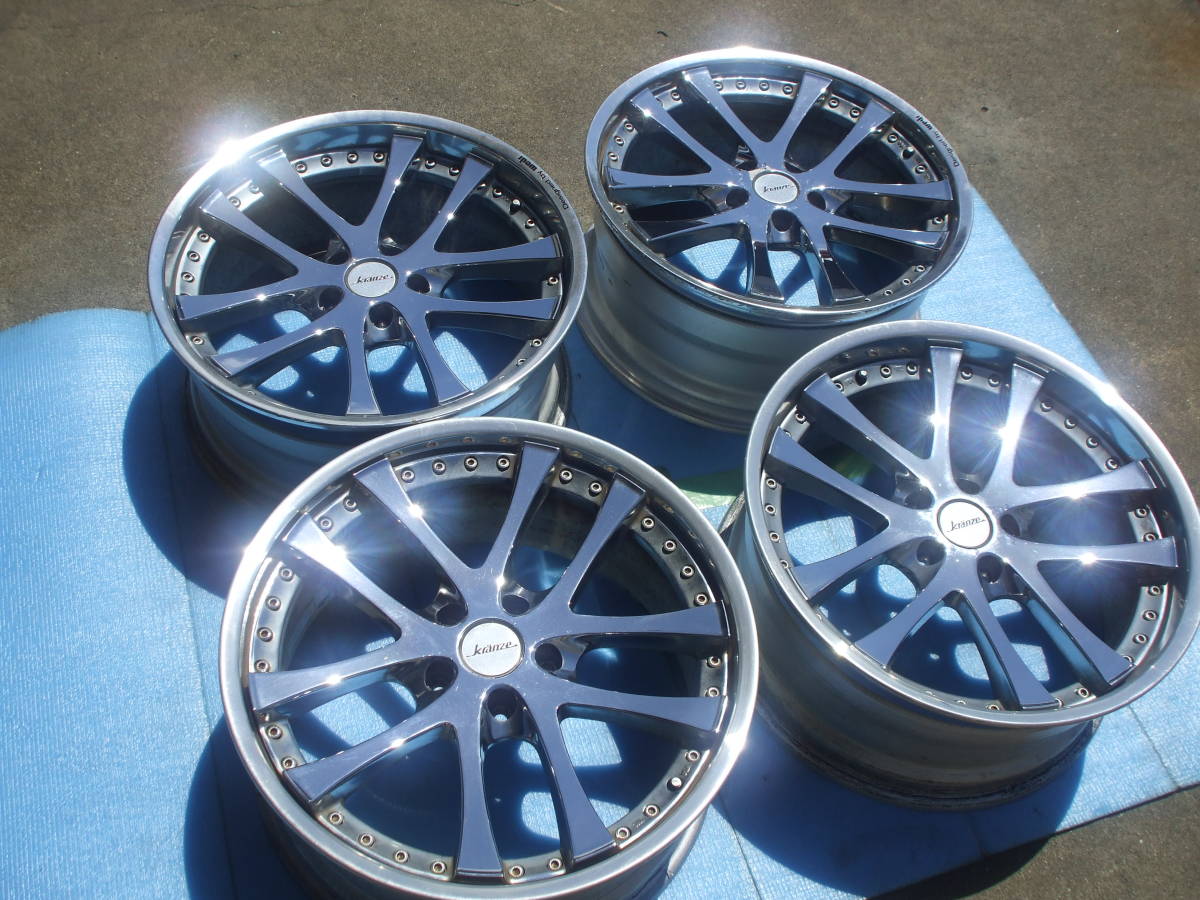 Kurense KR-LXZ 4件套19×8.5 J + 41 +38 114.3 5 H鍍鉻二手郵費已包含在內 原文:クレンツェ　KR-LXZ　4本セット　19×8.5J　+41　+38　114.3　5H　クロームメッキ　中古　送料込み