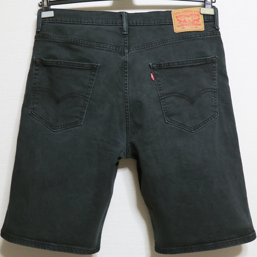 アメリカ購入 USED品 Levi's リーバイス 569 ルーズストレート ブラックデニム ハーフパンツ 後染め黒 W36_画像2