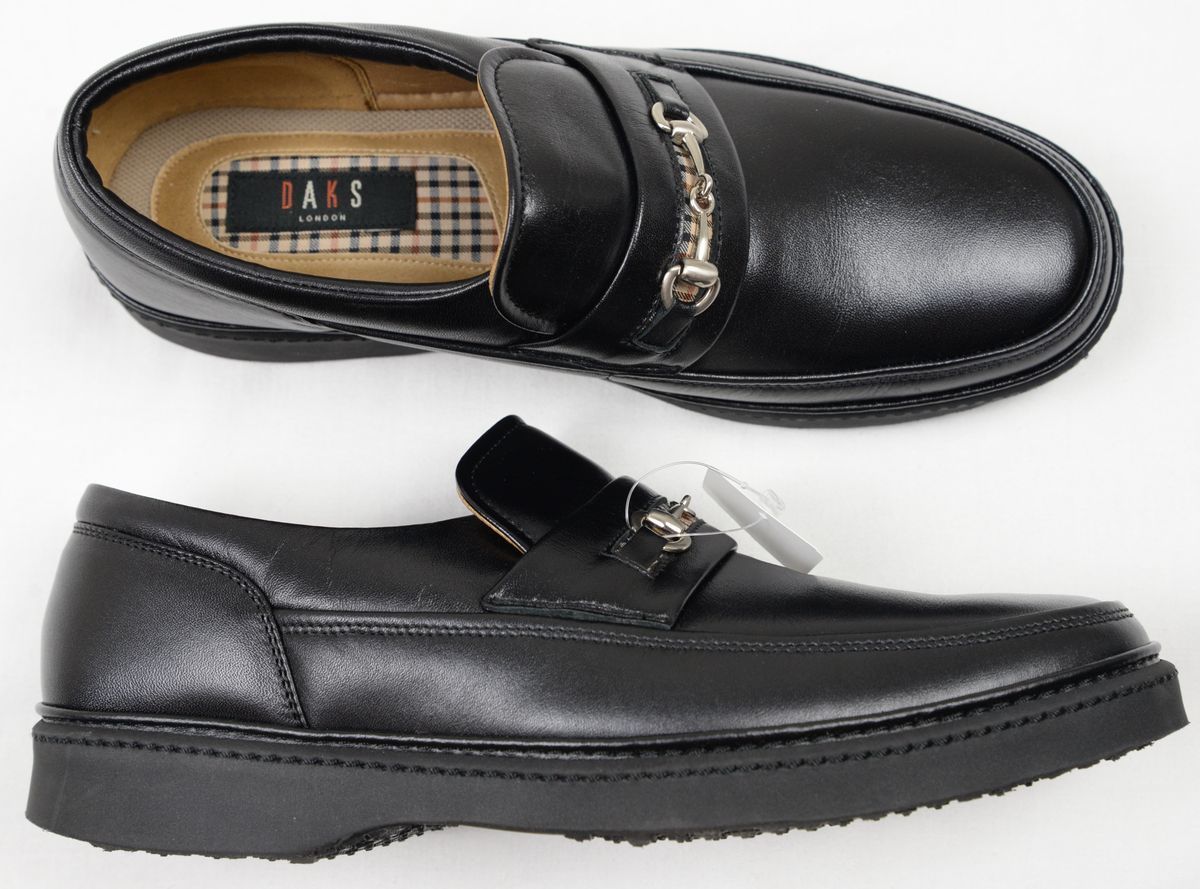 ●定価29,700円DAKSダックス紳士靴スリップオンシューズ(DA2006金具DAKSチェック,黒,26.0EEE,日本製)新品_画像2