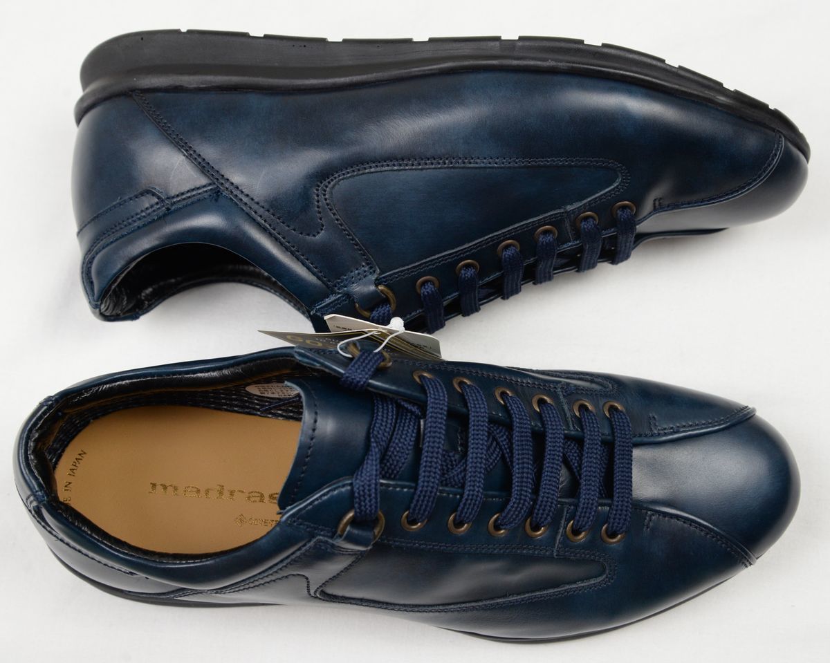 * regular price 30800 jpy madrasma gong s men's leather sneakers ( navy blue,24.5,M5005G,GORE-TEX, made in Japan ) new goods 