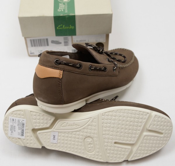 *Clarks Clarks deck shoes (UK6.5(24.5), dense brown,522E) new goods 