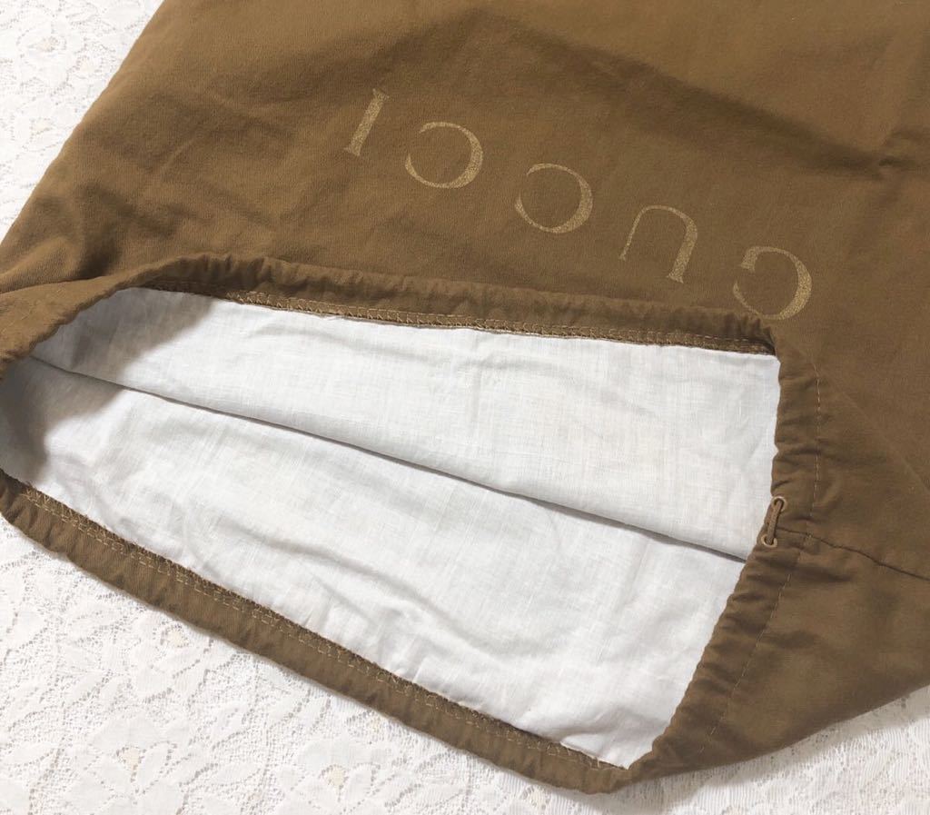 グッチ「GUCCI」バッグ保存袋 旧型（2644) 正規品 付属品 内袋 布袋 巾着袋 ブラウン 布製 二重仕立て 厚地51×48cm _画像4