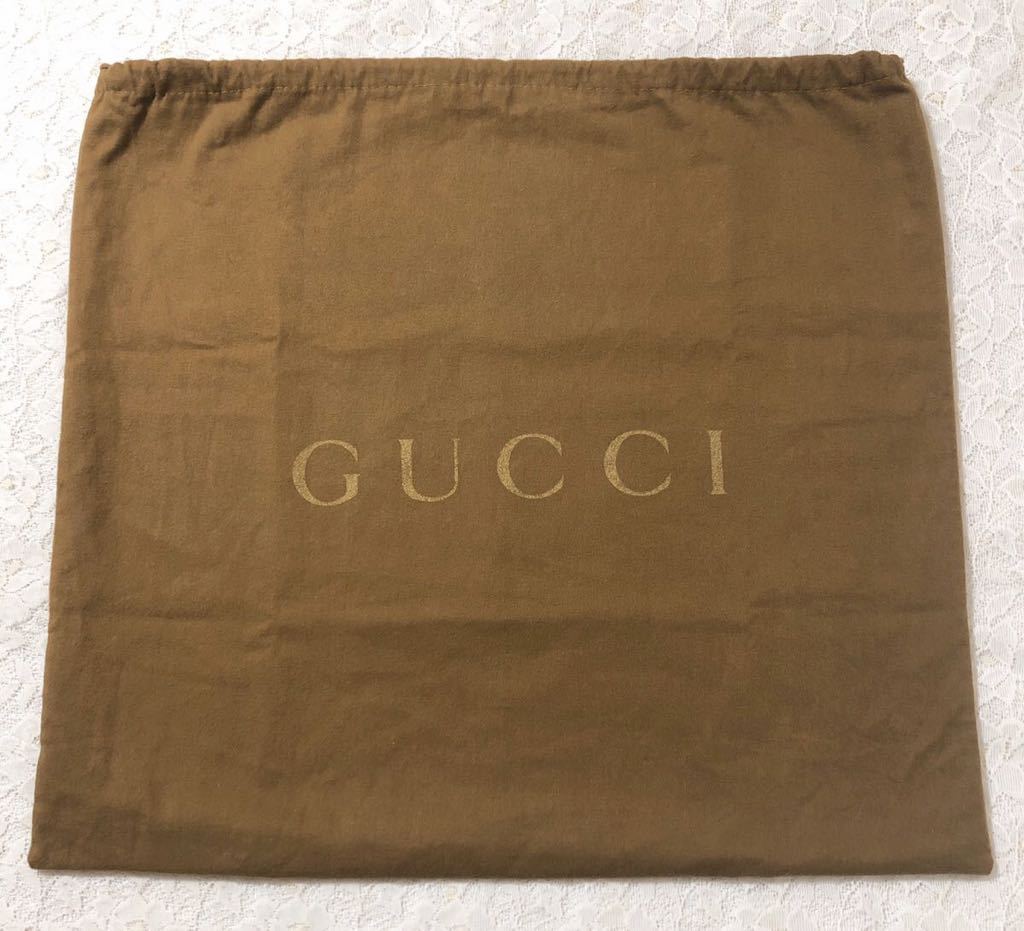 グッチ「GUCCI」バッグ保存袋 旧型（2644) 正規品 付属品 内袋 布袋 巾着袋 ブラウン 布製 二重仕立て 厚地51×48cm _画像1