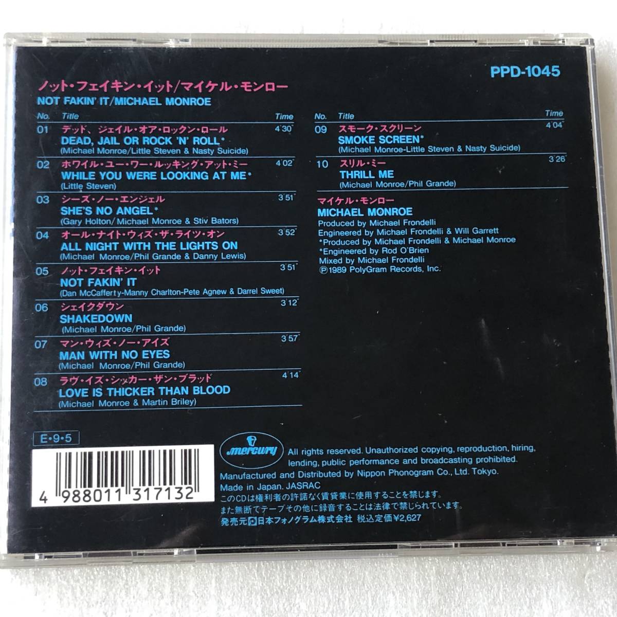 中古CD Michael Monroe マイケル・モンロー/Not Fakin' It 2nd(1989年 PPD-1045) フィンランド産HR/HM,ハードロック系_画像2