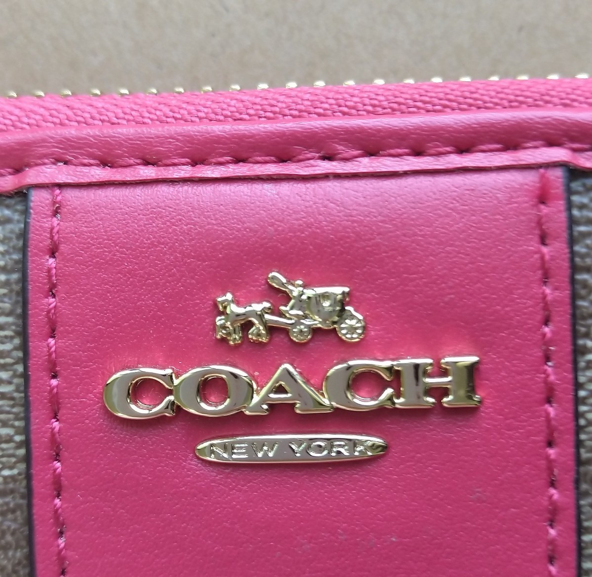 新品】COACH コーチ 長財布 シグネチャー カーキ レッド｜Yahoo