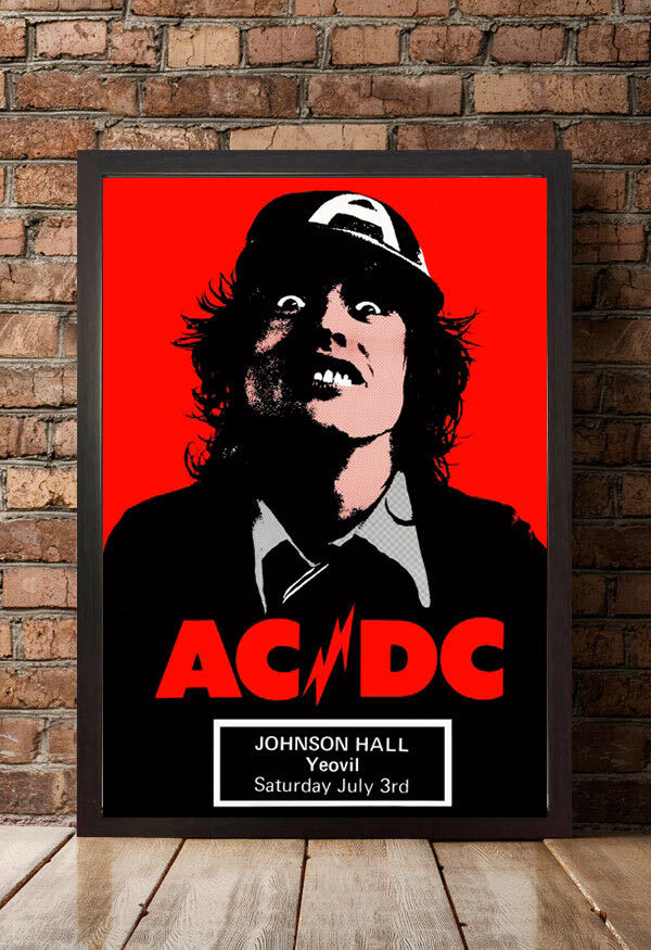 ポスター★AC/DC 1976年 イギリス・ツアーポスター レプリカ★アンガス・ヤング/ボン・スコット/ギブソン SG/マルコム・ヤング/_額装イメージ（額は付属しません）