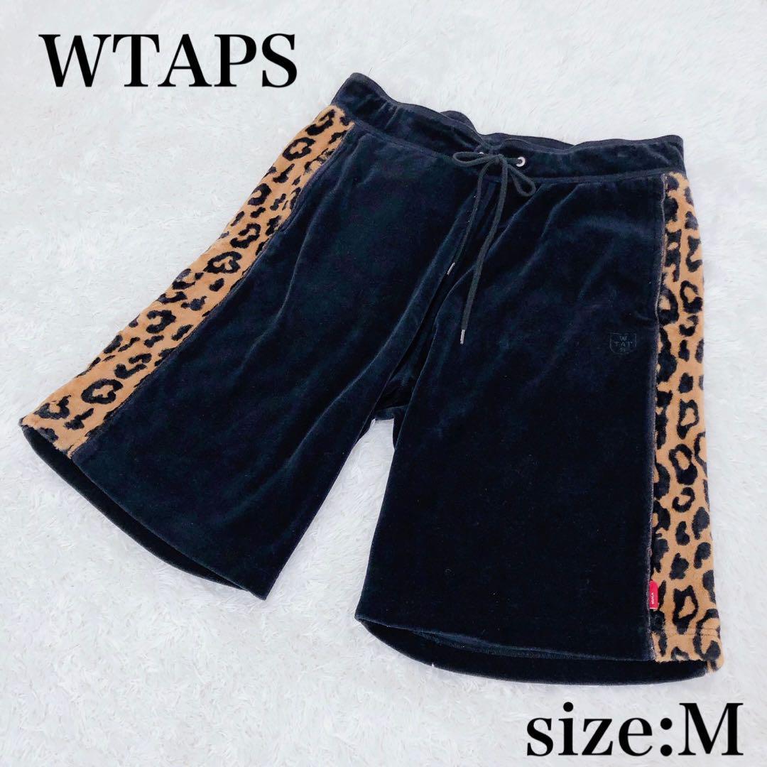 希少　レア　wtaps ダブルタップス　ベロア　ショートパンツ　ハーフパンツ　レオパード　ブラック　黒　ヒョウ柄　切替し　サイドライン