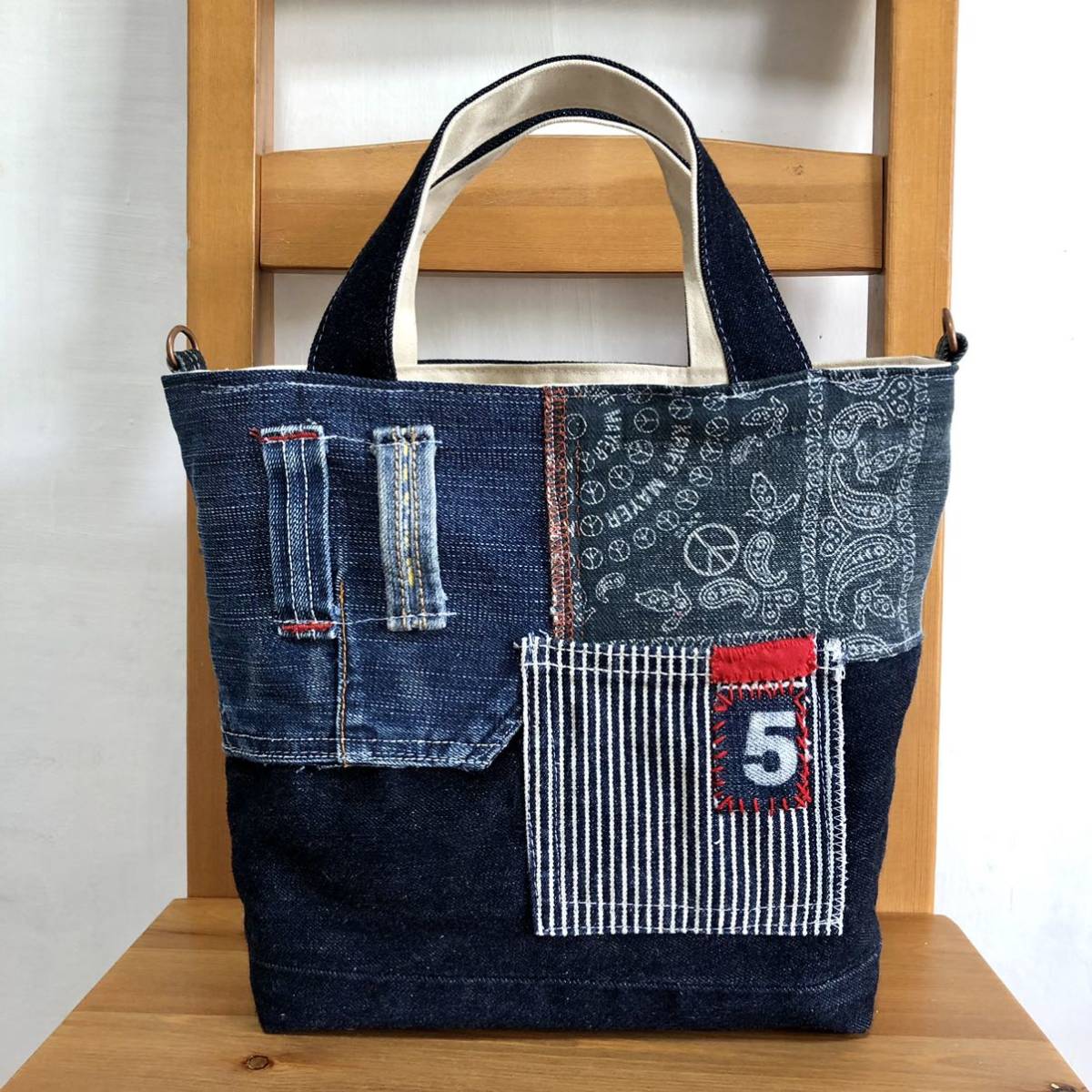 デニム トートバッグ ハンドメイド 一点もの リメイク Y2K