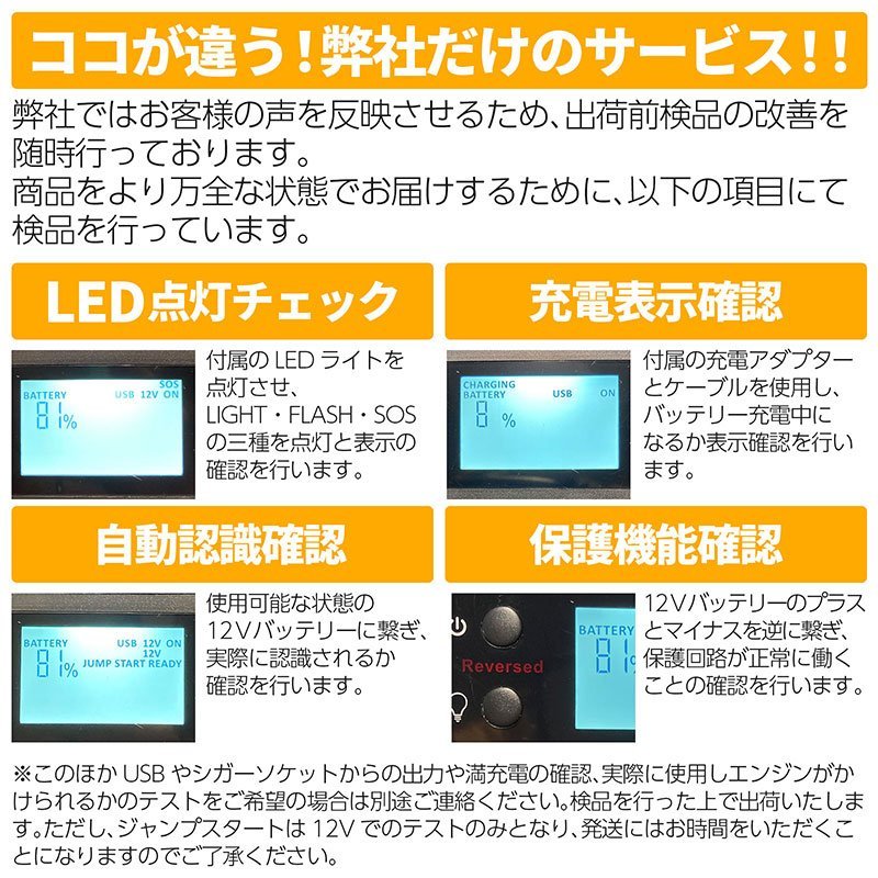 [月末セール][1年保証] ジャンプスターター 12V 24V E-Power 42.000mAh 最大電流1500A LEDライト シガーソケット Type-C [NEW]の画像10