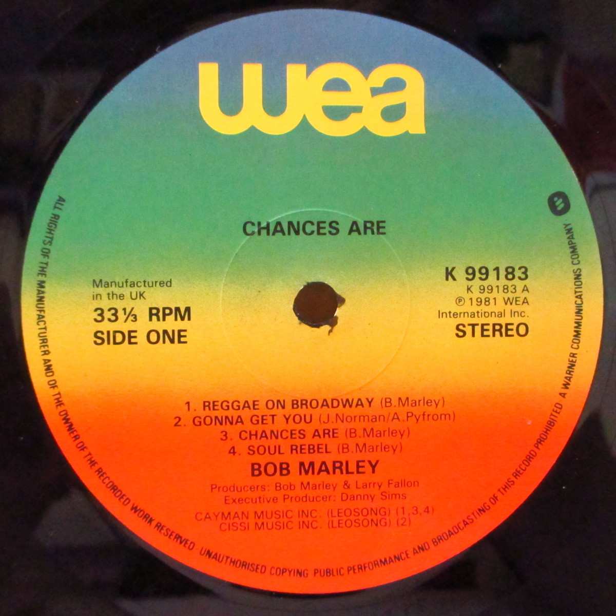 BOB MARLEY & THE WAILERS-Chances Are (UK オリジナル LP)_画像3