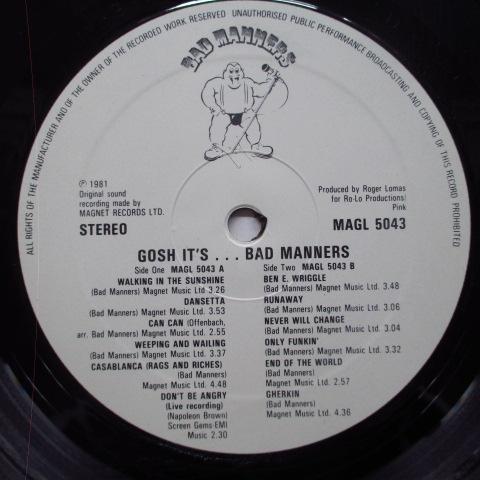 BAD MANNERS-Gosh It's... (UK オリジナル LP+インナー/Textured CVR)_画像3