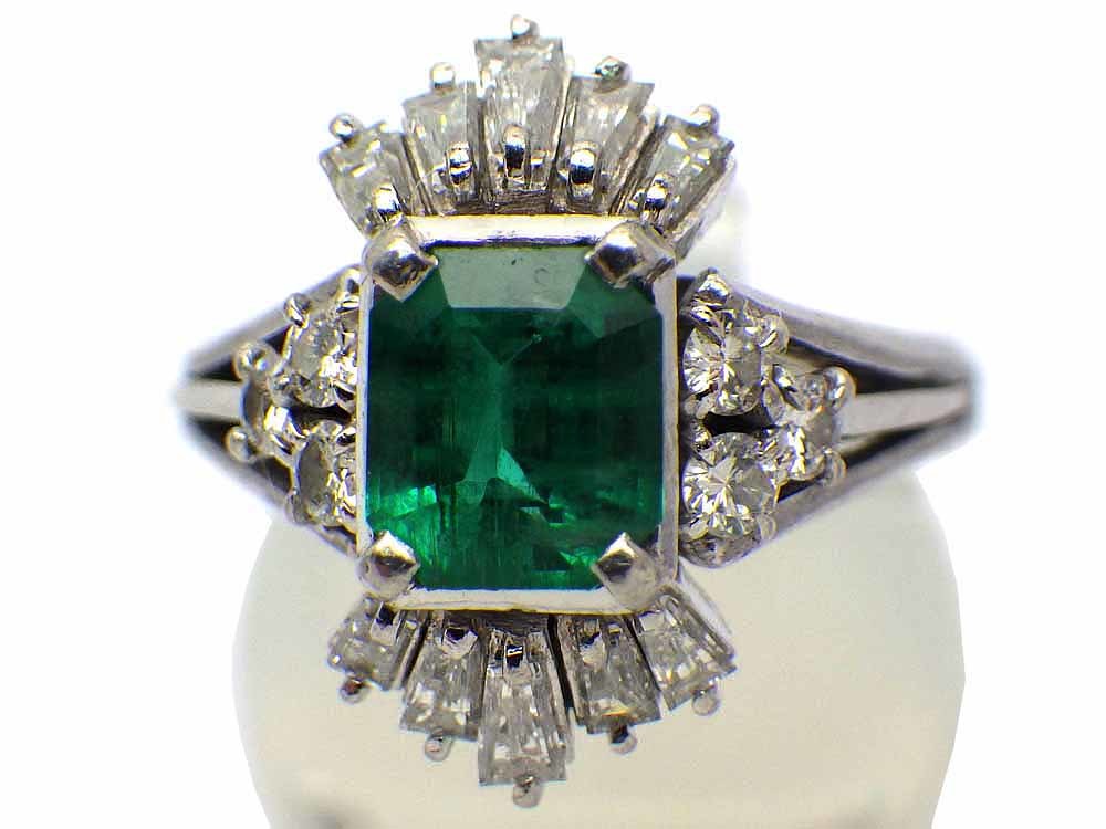 【史上最も激安】 Pm900 ダイヤモンドリング エメラルド 7.6g Ring Dia0.66ct Emerald0.96ct 12号　Jewelry エメラルド