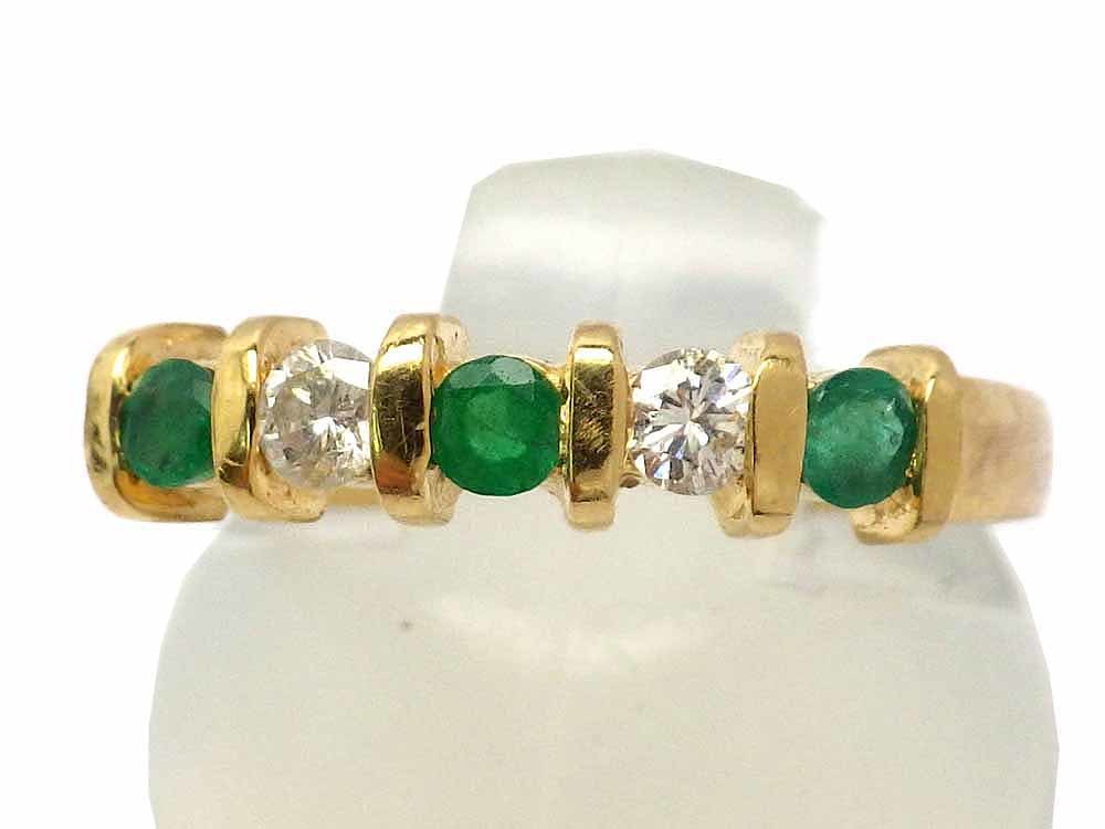 エメラルド ダイヤモンドリング K18 2.9g 12号　Jewelry Emerald0.22ct Dia0.19ct Ring
