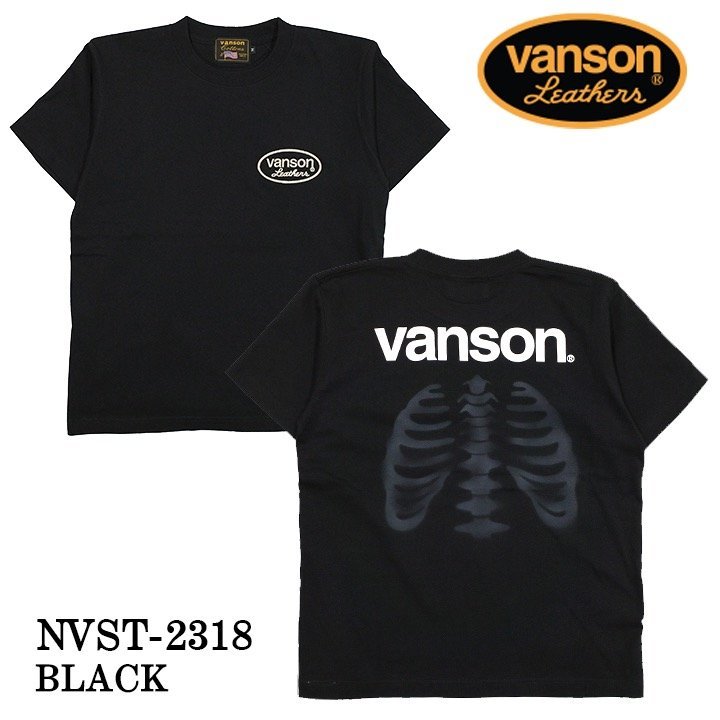 【2023年モデル！送料無料！】VANSON 6.2オンス天竺 半袖Tシャツ　NVST-2318－ブラック－サイズL