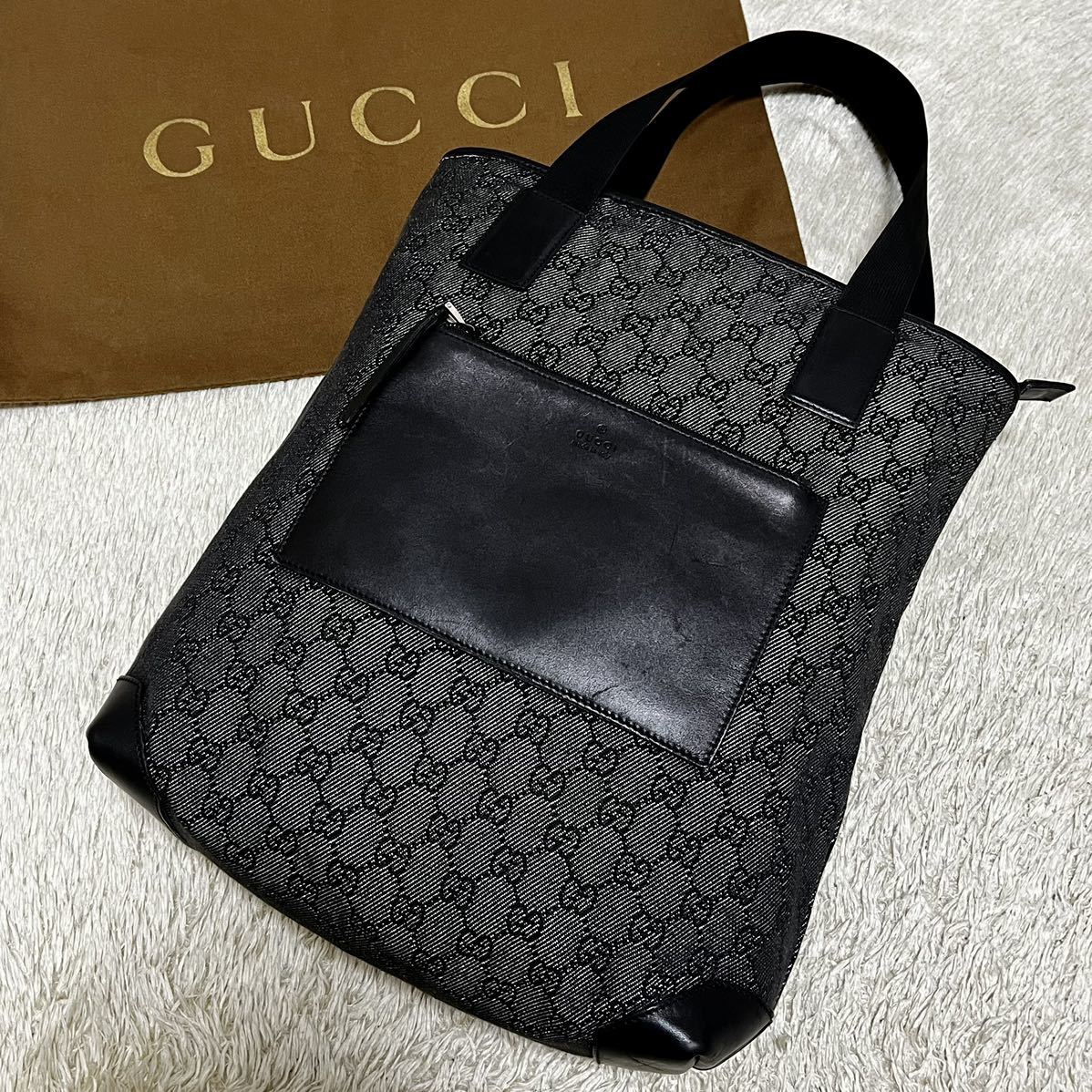 美品】GUCCI グッチ トートバック ハンドバッグ 肩掛け GGキャンバス