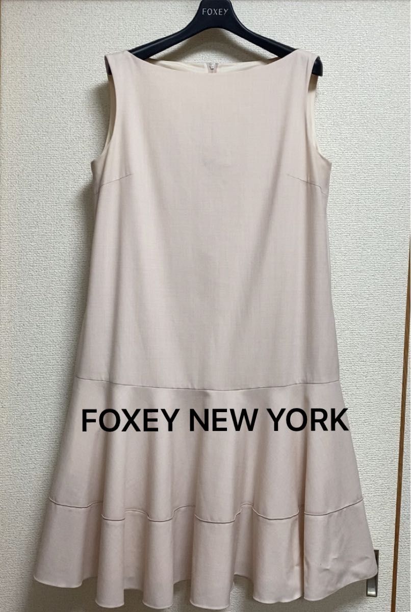 良品】FOXEY NEW YORK カシュクールワンピース ベージュ 40 フォクシー