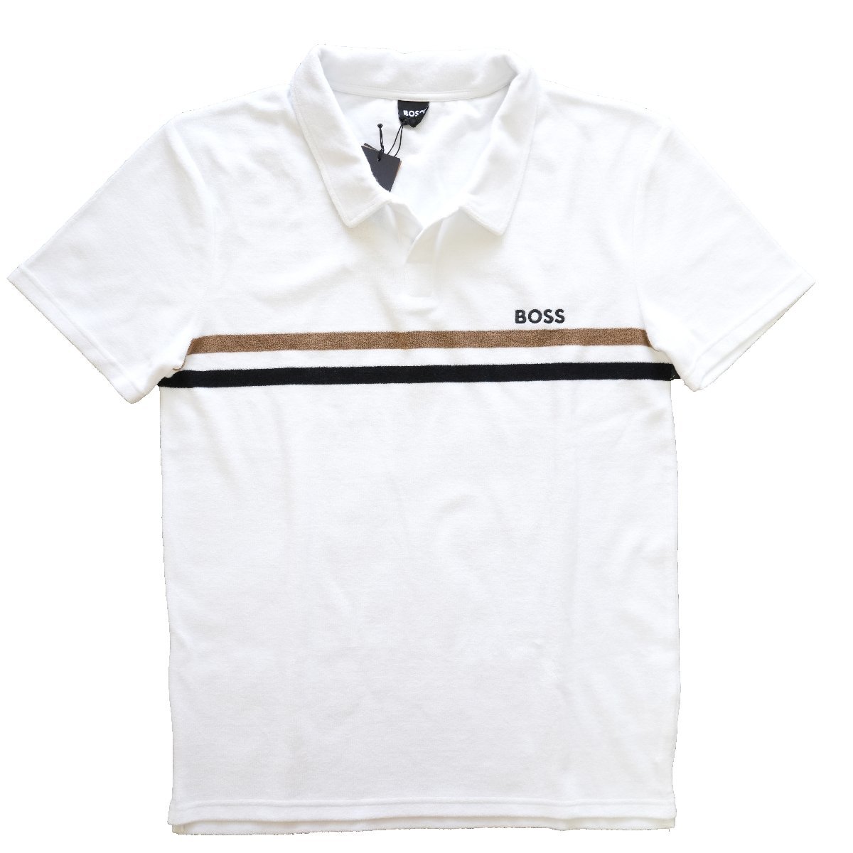 * new goods * Hugo Boss * comfortable relax spring summer strongest pie ru material BOSS Logo Toriko color Skipper polo-shirt short sleeves M white *HUGO large . sho flat favorite 