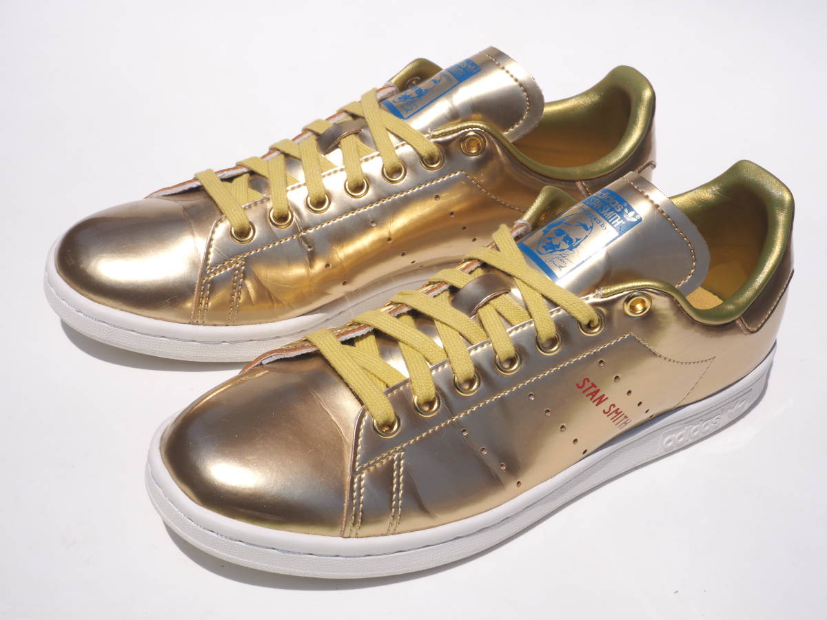 美品!! 26cm 限定 19年 adidas STAN SMITH スタンスミス GOLD 金色 顔付き_画像2