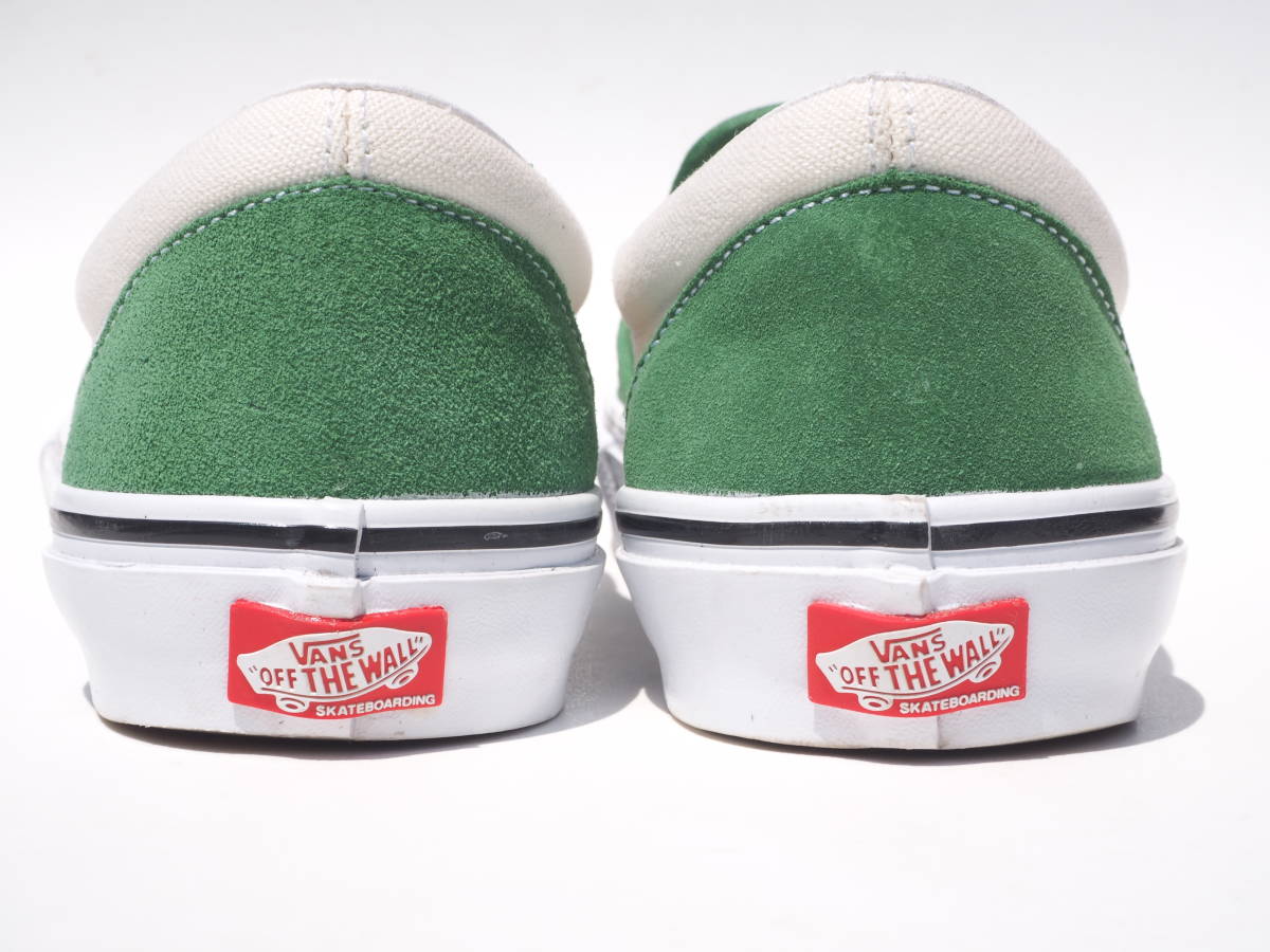 美品!! US 8,5 / 26,5cm VANS SLIP-ON PRO スリッポン 緑スエードｘ白 USA企画_画像4