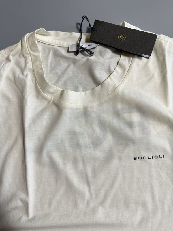 3482】新品3.2万【BOGLIOLI / ボリオリ　L　ブランドロゴプリント　ショートスリーブ　クルーネックＴシャツ】オフホワイト_画像4